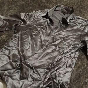Tesoro gray silk button up blouse